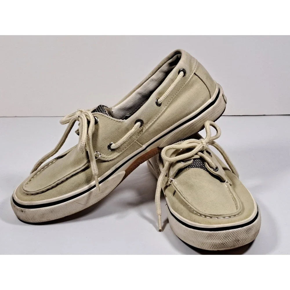 Sperry Top‎ Siders Men's Halyard 2-Eye Boat Shoes Tan Beige Size 8M